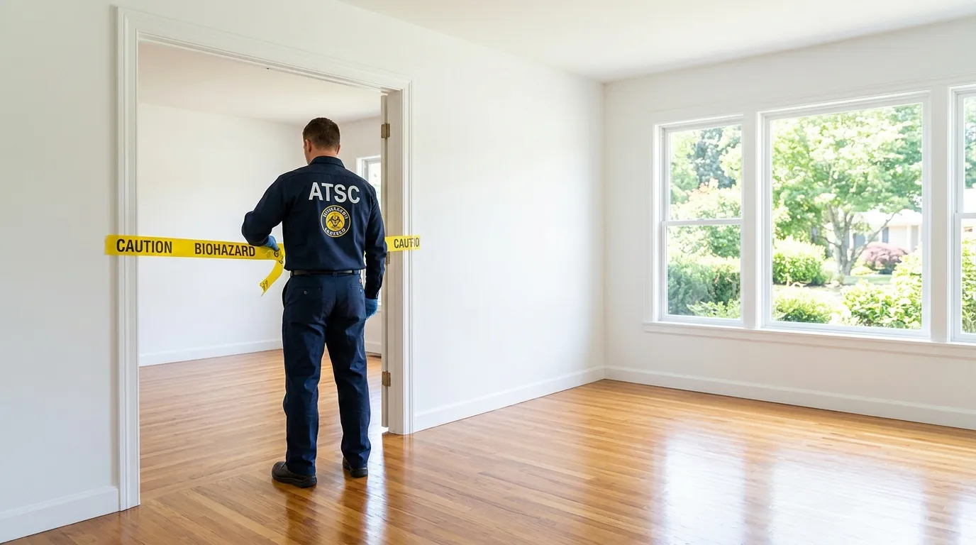 Certified biohazard cleanup crew performing Decomposition Cleanup in West Modesto